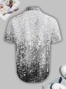 Manfinity AFTRDRK Men's Casual Faux Sequins Print Shiny Shirt