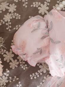 Souflis Souflis 女婴春季粉色奢华可爱风格蓬松薄纱面料圆领可开腰蝴蝶结装饰喇叭裙连衣裙，适合派对和聚会 - 粉色 - 查看 7