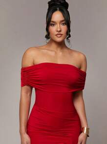 Silquee Premium Quality Elegant Off Shoulder High Slit Dress, Suitable For Daily Dates, Outings, Nightclubs, Parties And Gatherings, Romantic For Valentine's Day, Spring, Summer, Autumn