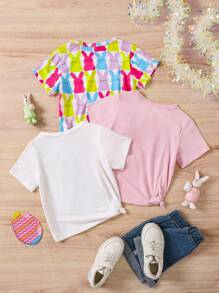 Jong meisje ronde hals korte mouw bedrukt casual T-shirt