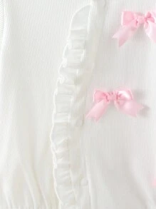 2 件套女婴轻便连体衣，带蝴蝶结蕾丝花边，可爱连体衣，夏季 - 彩色 - 查看 4