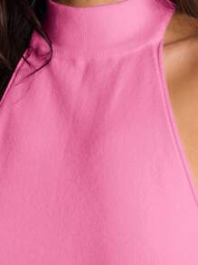 MUSERA Ribbed Backless Halterneck Knit Top Y2k Spring Casual Cute 90's Sun Winter Elegant Party Evening - Pink - View 6