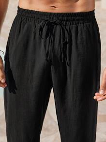 Manfinity RSRT Pantaloni casual larghi da uomo con laccio frontale e tinta unita, adatti per uso quotidiano