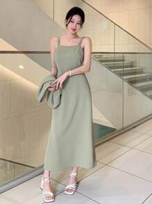 DAZY Women's Plain Short Sleeve Suit Dress, Elegant Summer Suit Set