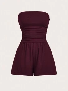 SHEIN EZwear Mono sencillo, casual y ajustado de unicolor con fruncido para mujer