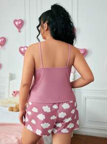 ROMWE Kawaii 大码休闲连体裤短裤睡衣套装，夏季