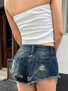 SHEIN EZwear Top crop strâmt casual de damă, alb