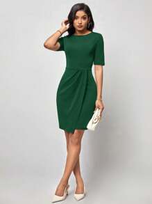 SHEIN Clasi Vestido ajustado envolvente de color liso elegante para mujer