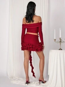 COSMINA Set de 2 lazos florales 3D color rojo burdeos para mujer, para el Día de San Valentín y Año Nuevo, para otoño/invierno