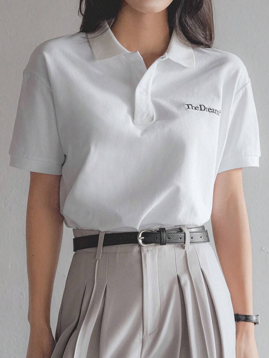 Dazy-Less 宽松休闲刺绣字母短袖T恤女士老款教师装