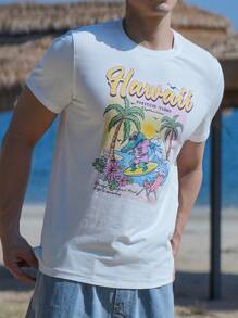 DAZY Summer Beach Holiday Graphic Print Men T-Shirt, Casual Design