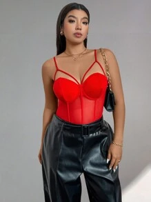 Firerie Adjustable Bustier Leotard, Elegant For Commute, Office, Afternoon Tea, Date, Concert, Party, Fashionable INS Style