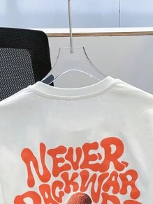 SHEIN Teen Boys Casual College Style Soft & Comfortable Versatile Practical Adorable Graphic Short Sleeve T-Shirt And Shorts Set, Suitable For Daily Wear, School, Travel, Sports, Cartoon Letter & Portrait Prints