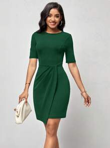 SHEIN Clasi Vestido ajustado envolvente de color liso elegante para mujer