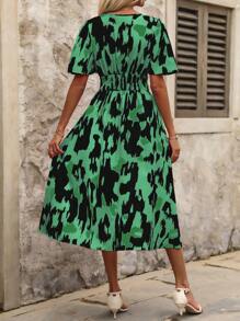 SHEIN Clasi Dopamine Colorful Printed Summer Vacation Dress,Sun Dress - Green - View 2