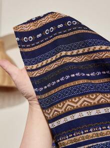 SHEIN TEEN GIRL Vintage Decor Fringe Waist Cinched Long A-Line Dress