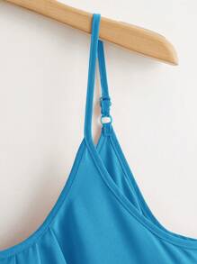 SHEIN LUNE Plus Size Women Solid Color Pleated Non-Stretch Summer Camisole Top