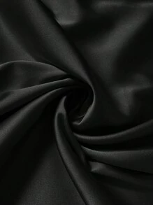 SHEIN Frenchy Áo sơ mi cổ hở cỡ lớn màu be satin phong cách Pháp tối giản, phù hợp mặc đi làm, đi chơi và mặc hàng ngày - màu đen - Xem 7