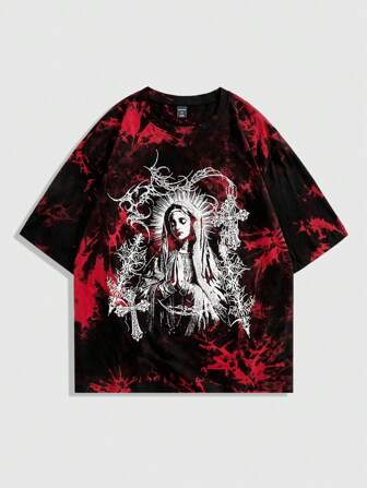 Goth T-shirt décontracté à col rond et manches courtes avec imprimé graphique pour hommes