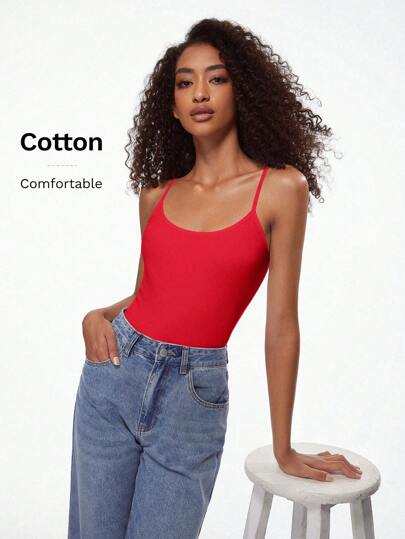 SHEIN BASICS 1pc Women's Casual Solid Color Camisole