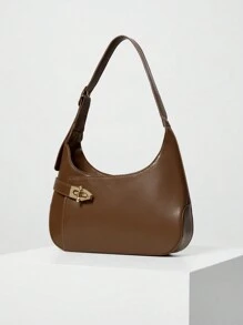 Unique Design Texture Armpit Bag Versatile Commuter Shoulder Bag Or Handbag - Mocha Brown - View 3