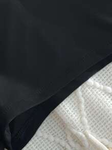 Swim Basics New Sexy High Waist Black Swimshorts For Women, Slim Fit, European & American Cross-Border Style, Beach Swimwear, For Summer Vacation - Black - View 3