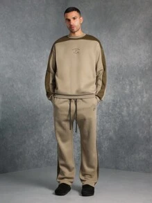 SUMWON Premium Loungewear Coordinate Set Ultra Soft Fleece Sweatshirt Jogger Matching Set Casual Athleisure Comfort Wear Fall Winter Essential Sports Streetwear - Green - View 1