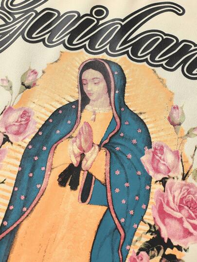 Goth Men's Religious Oversized Loose Fit Short Graphic Print T-Shirt Set, Street Vintage Style