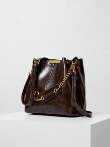 Neue Stilvolle Und Vielseitige Fass-förmige Tasche Des Jahres Mit Einzigartigem Design, Als Handtasche, Umhängetasche Oder Crossbody Tasche Für Ausflüge, Pendeln Nutzbar - Kaffeebraun - Übersicht 2