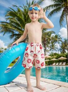SHEIN Leap Crew 1 Piece Young Boys Boys Casual Sportswear With Macron Cartoon Donut Pattern Swimsuit Shorts Kids Outfits Young Boy Clothes Back To School Boys Set Suitable For Outdoor Swimming Kids Bathing Suits Suitable For Daily Use Suitable For School Suitable For Travel Suitable For Sports Suitable For Spring, Summer - Multicolor - View 8