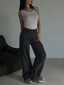 DAZY Rechte jeans voor dames, eenvoudige, modieuze, casual dagelijkse kleding