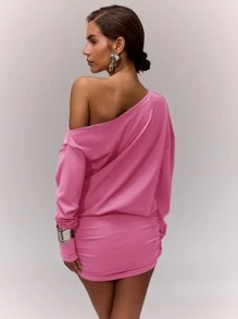 MUSERA Asymmetrical Neck Ruched DressElegant, Casual, Cute
