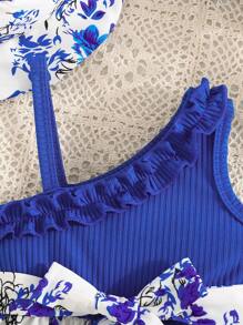 SHEIN Baby Girl Elegant Houndstooth Knit Sleeveless Ruffle Trim Dress With Hat, Cute Spring/Summer