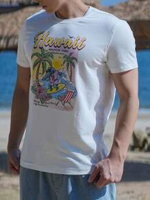 DAZY Summer Beach Holiday Graphic Print Men T-Shirt, Casual Design