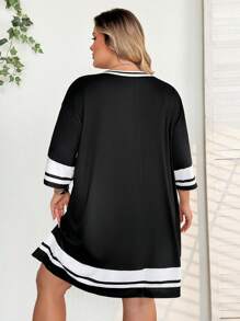 SHEIN CURVE+ Plus Size Summer Letter Print T-Shirt Dress, Sports/Event Outfit