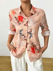 SHEIN Clasi Printed Loose Shirt, Casual And Stylish For Daily Wear