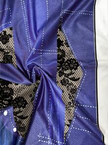 Ellevyn 1pc Women's Denim Effect Print Leggings, Casual & Fashionable For Everyday Wear