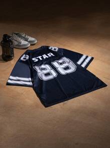 Manfinity Sport Corelite Men's Numeric Print V-Neck Short Sleeve Active Jersey T-Shirt