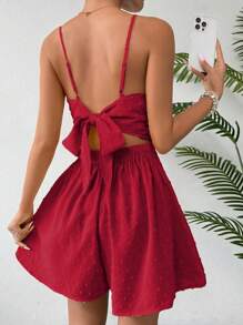 Breezaya Solid Color Twist Cutout Camisole Romper