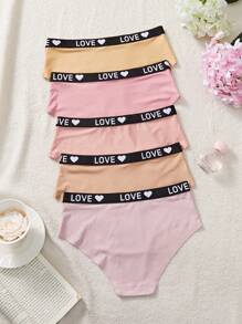 Quần lót lọt khe lưng thun in chữ cho nữ 5 chiếc/gói - Nhiều màu - Xem 2