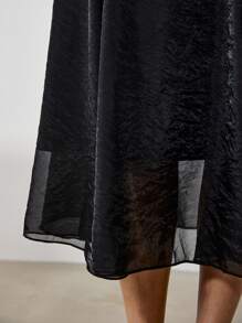 EastFlair Women Plain Color Mesh Patchwork Loose Casual Skirt, For Vacation/Summer - Black - View 3