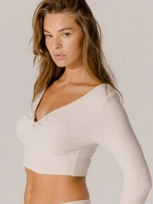 Aralina 舒适罗纹低背双面长袖运动上衣