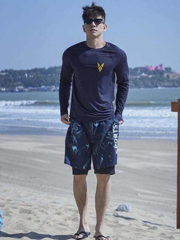 DAZY Herren Grafik T-Shirt mit Buchstabenprint für den Strandurlaub, Surfen, Frühling/Sommer, Hawaiian