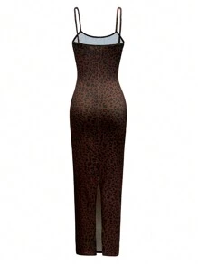 INAWLY Vestido de tubo extra largo con estampado de leopardo para mujer
