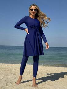 Swim Shayni Swim Summer Beach Vacation Outfits Woman Long Sleeve Top And Pants Casual Burkini Swimsuit Arabic Clothing