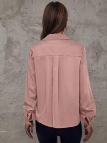 Chiquease Camisa con bolsillo con solapa con botón delantero - Rosa vieja - Ver 2