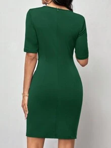 SHEIN Clasi Vestido ajustado envolvente de color liso elegante para mujer