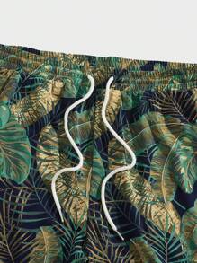 EASEVO Pantalones cortos holgados casuales con estampado floral tejido para hombres de talla grande