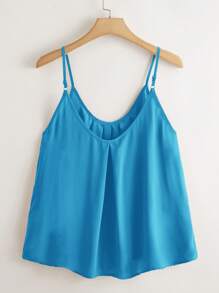 SHEIN LUNE Plus Size Women Solid Color Pleated Non-Stretch Summer Camisole Top