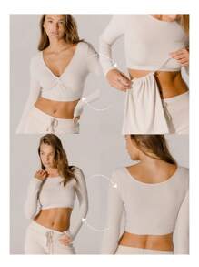 Aralina 舒适罗纹低背双面长袖运动上衣